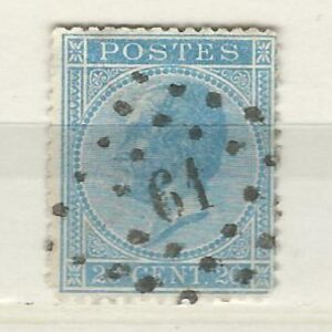 COB 18  oblitération à points  61  BRUXELLES EST (IXELLES)