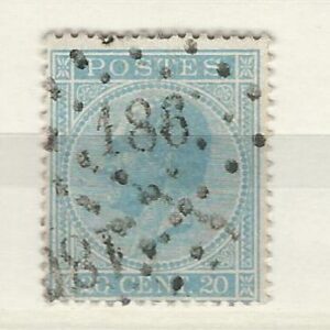 COB 18A  oblitération à points  186  HUY  (NIPA + 30 FB)